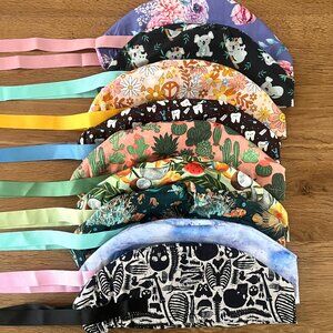 NWOT 9 Euro Scrub Caps Bundle scrub hats surgical caps european scrub hats